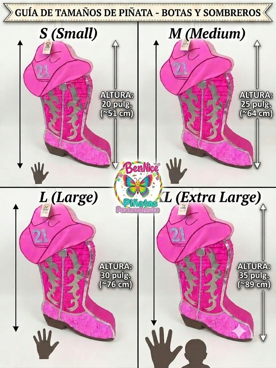 Cowboy Boot & Hat Piñata (Size Guide)